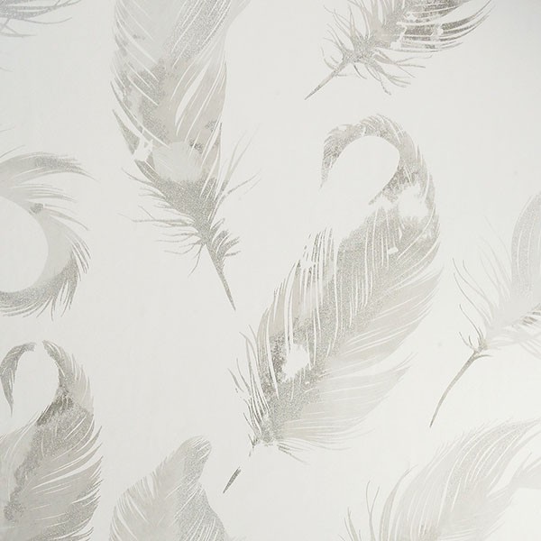 Natsuko Metallic Feathers Wallpaper