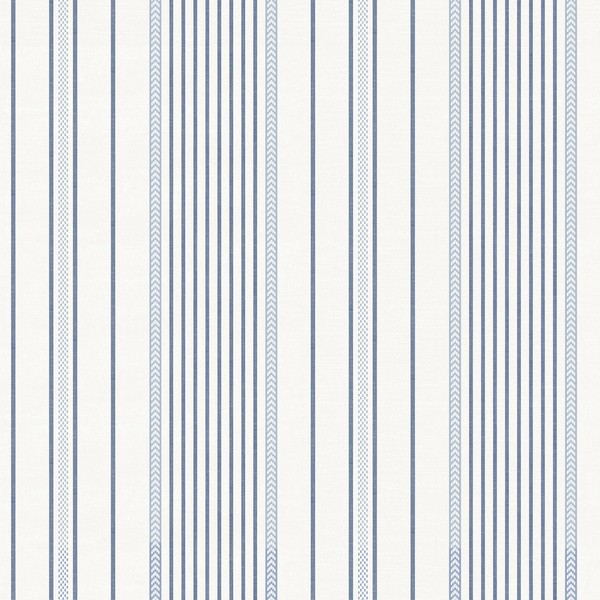 Navarres Stripe Blue Faux Linen Wallpaper