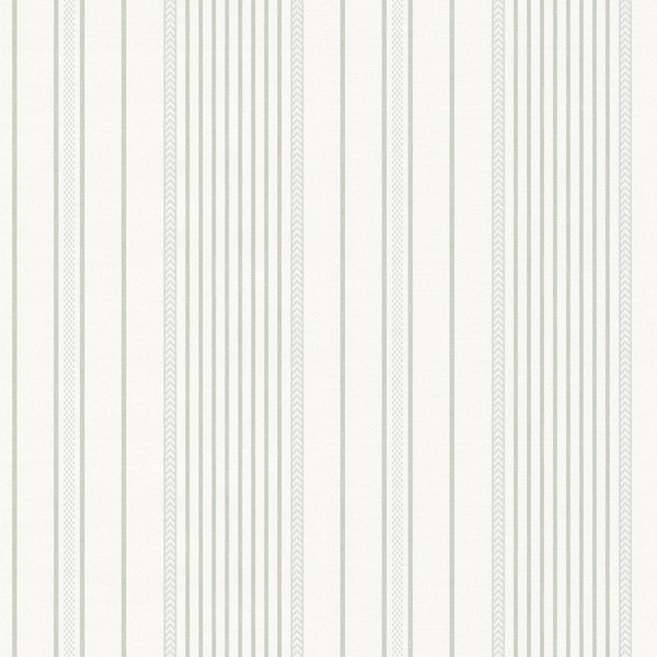 Navarres Stripe Light Green Faux Linen Wallpaper