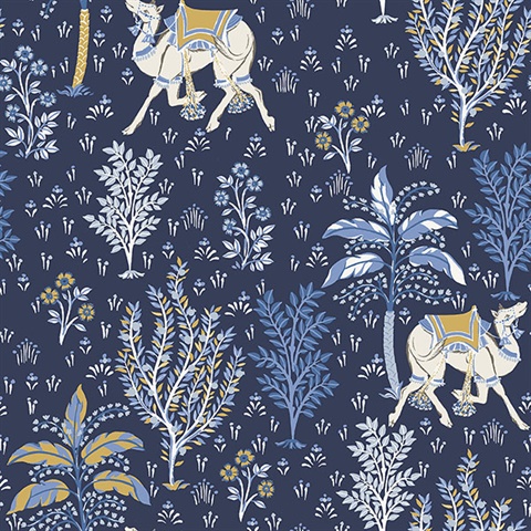 Navy Camel's Courtyard Peel & Stick Wallpaper