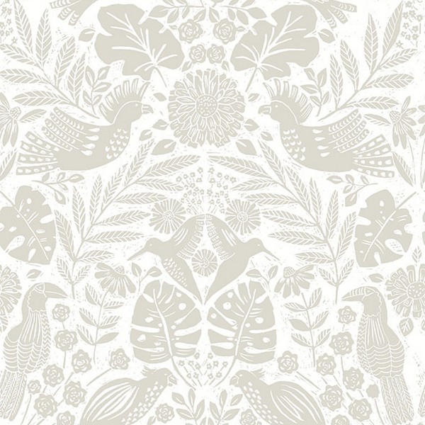 Nestle Dove Bird Block Print Wallpaper