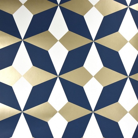 Newby Navy Geometric Wallpaper