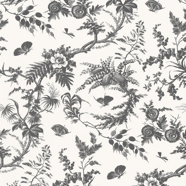 Newlands Toile Black Wallpaper