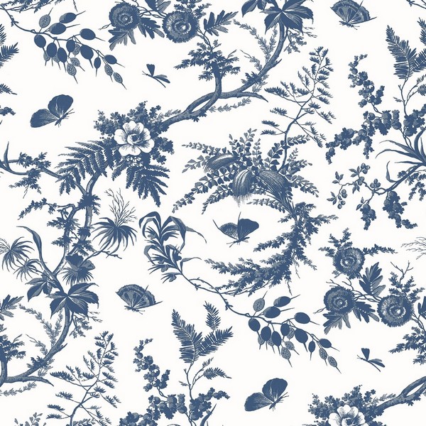 Newlands Toile Blue Wallpaper