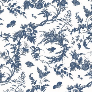 Newlands Toile Blue Wallpaper