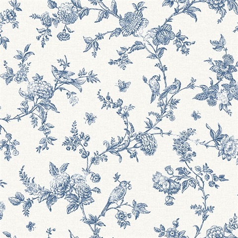 Nightingale Navy Floral Trail Wallpaper
