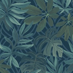 Nocturnum Dark Blue Leaves Wallpaper