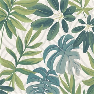 Nocturnum White Leaf Wallpaper