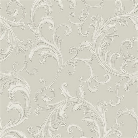 Noemi Silver Acanthus Wallpaper