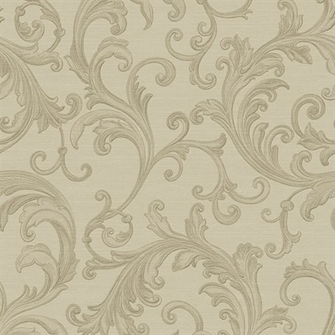 Noemi Taupe Acanthus Wallpaper
