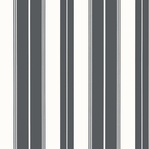 Norfolk Stripe Charcoal Black Wallpaper