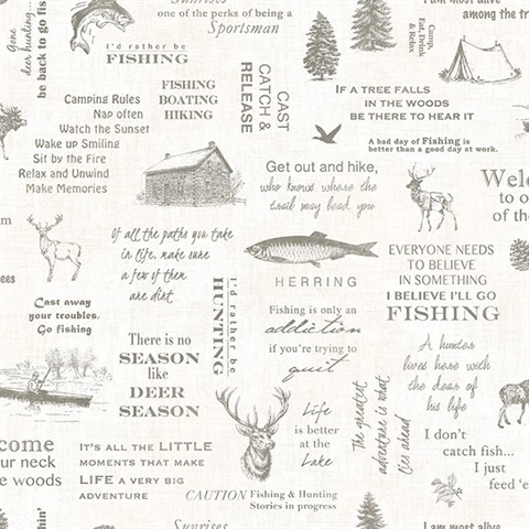 North Hills Off-White Camping Quotes Wallpaper