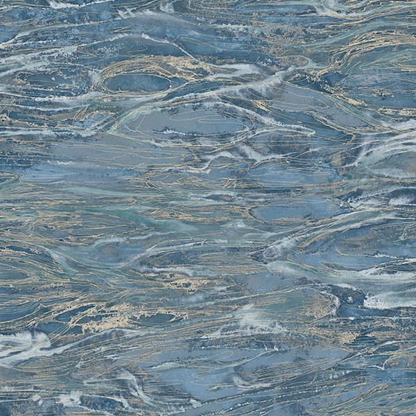 Nyla Indigo Metallic Scribble Wallpaper