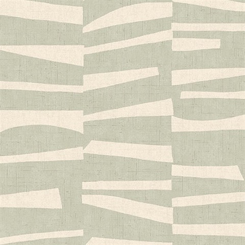 Ode Sage Staggered Stripes Wallpaper