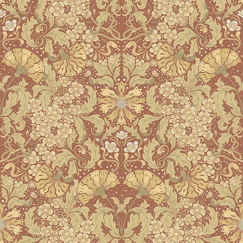 Ojvind Rust Floral Ogee Wallpaper