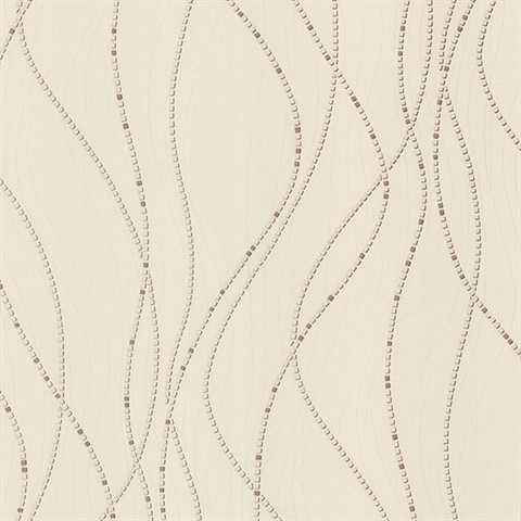Onyx Beige Dotted Lines Wallpaper