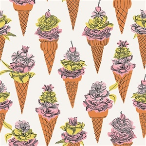 Orange Floral Ice Cream Peel & Stick Wallpaper
