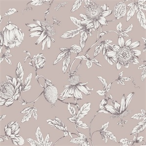 Orchid Passion Flower Toile Wallpaper