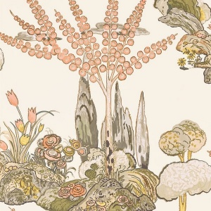 Orleans Apricot and Ginger Wallpaper