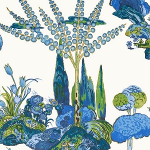 Orleans Blue and Green Wallpaper