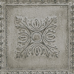 Ornamental Grey Tin Tile Wallpaper