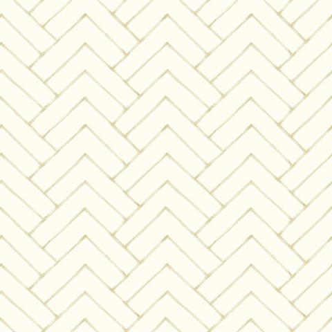 Oswin Light Yellow Tiered Herringbone Wallpaper