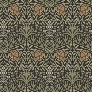 Oxford Union Black Floral Vines Wallpaper