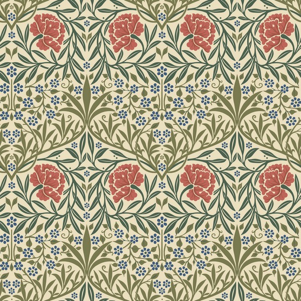 Oxford Union Green Floral Vines Wallpaper