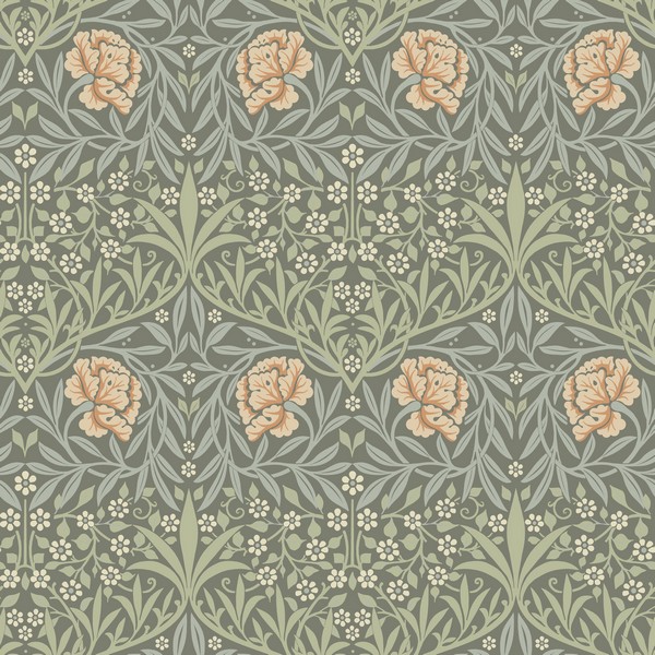 Oxford Union Grey Floral Vines Wallpaper