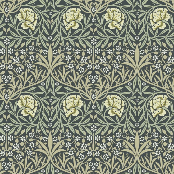 Oxford Union Sea Green Floral Vines Wallpaper