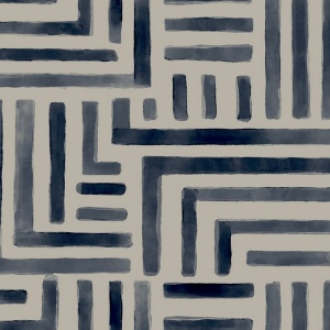 Painterly Labyrinth Navy Wallpaper