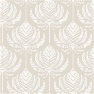 Palmier Light Grey Lotus Fan Wallpaper