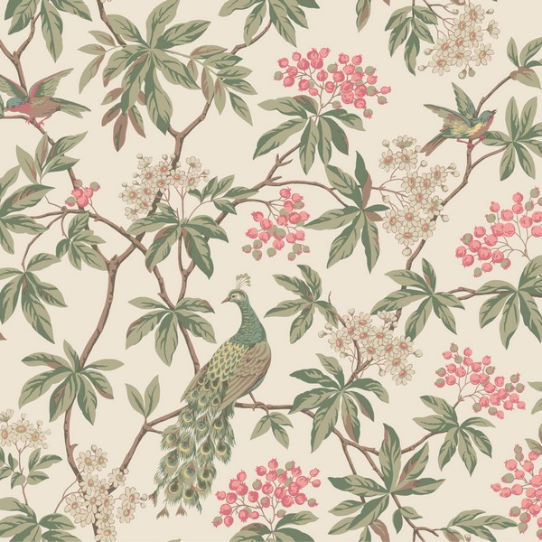 Peacock Estate Cream Wallpaper