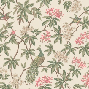 Peacock Estate Cream Wallpaper