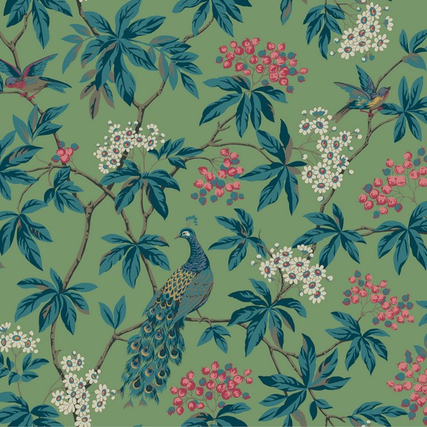 Peacock Estate Green Wallpaper