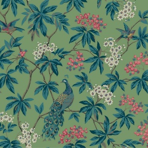 Peacock Estate Green Wallpaper