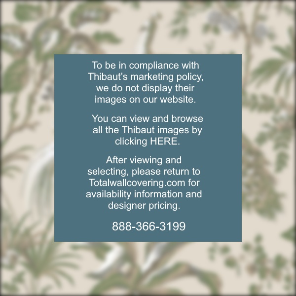 Peacock Toile Green on Natural Wallpaper