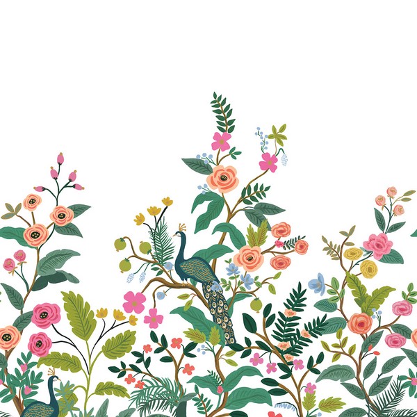 Peacock White Wall Mural