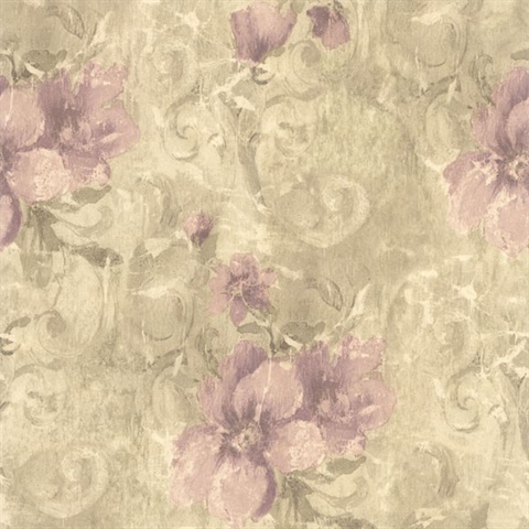 Pergoda Purple Floral Texture Wallpaper