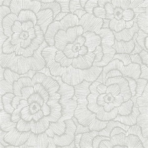 Periwinkle Light Grey Textured Floral Wallpaper