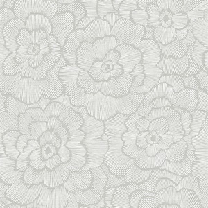 Periwinkle Light Grey Textured Floral Wallpaper