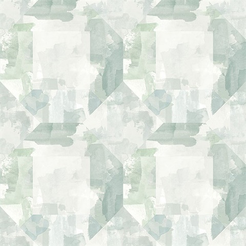 Perrin Sea Green Gem Geometric Wallpaper
