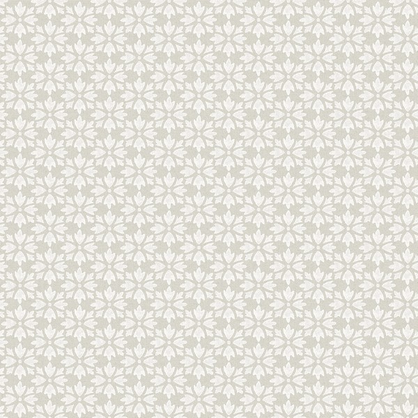 Phlox Grey Floral Stamp Wallpaper