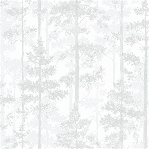 Pine Off-White Silhouette Trees Wallpaper
