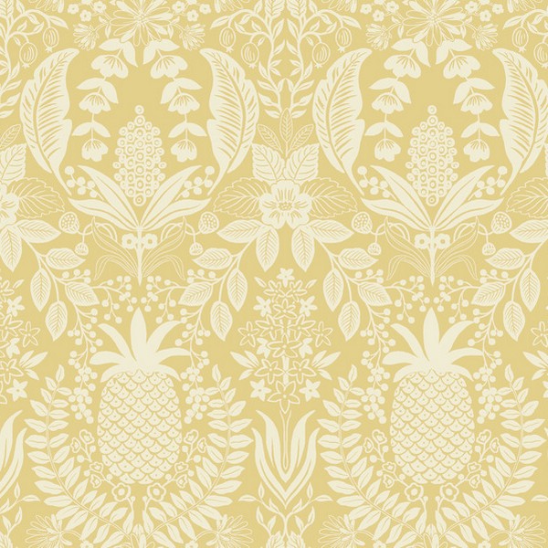 Pineapple Damask Yellow Wallpaper