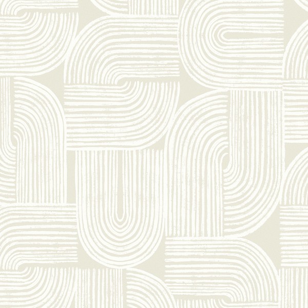 Piper Geometric Metallic Champagne & Flour Wallpaper