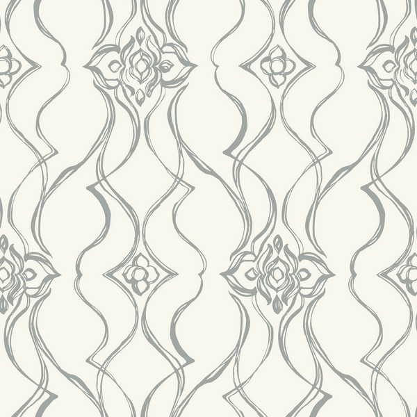 Pirouette White & Silver Wallpaper
