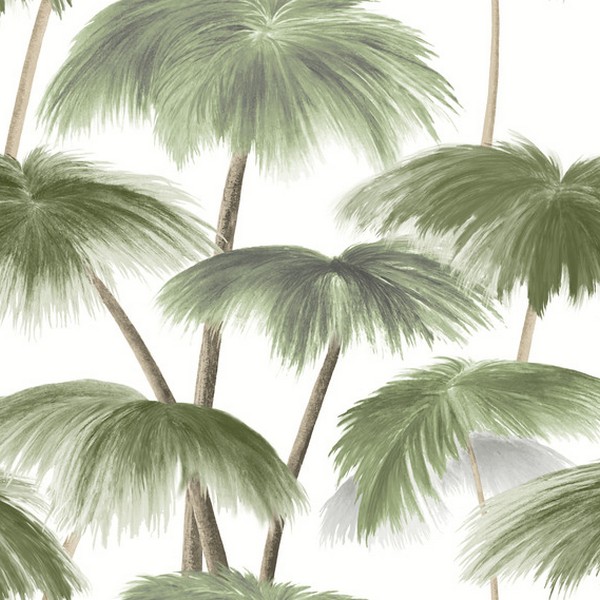 Plein Air Palms Green Wallpaper