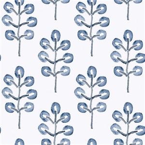 Plum Tree Blue Botanical Wallpaper