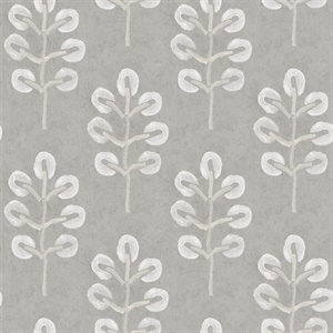 Plum Tree Grey Botanical Wallpaper